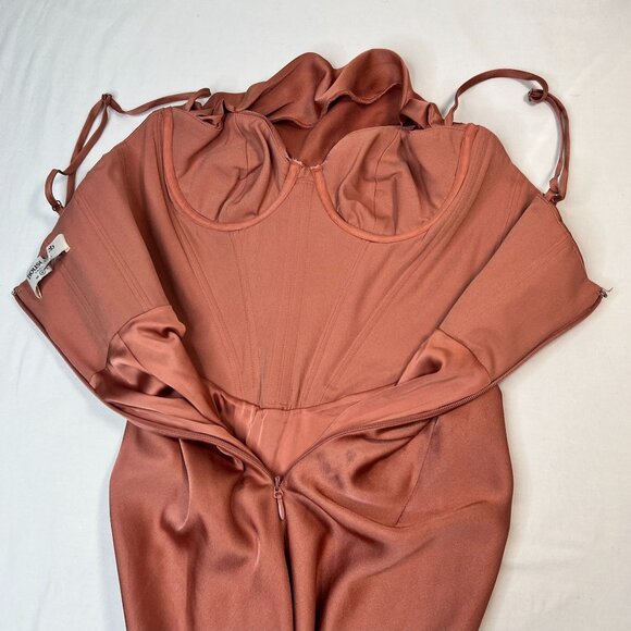 House of CB London Myrna Rose Satin Corset Slip Dress Fitted Cocktail Party Sm - Picture 12 of 14